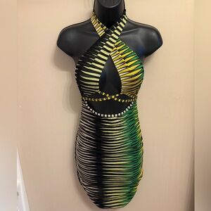 Multicolor Halter Bodycon Dress